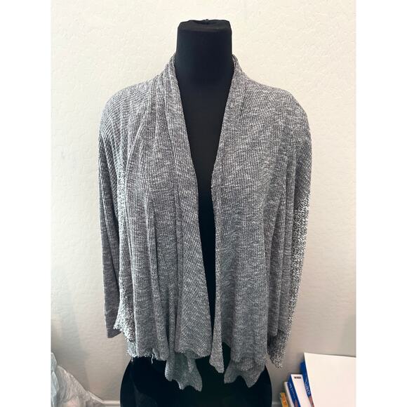 UMGEE | Plus Size Gray Ribbed Lightweight Waterfall Open Front Cardigan | 2XL - Picture 2 of 5